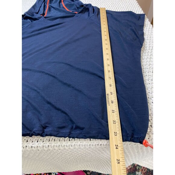 Athleta Womens Navy Blue Uppercut Short Sleeve Hoodie Size Large Athleisure - Picture 6 of 16